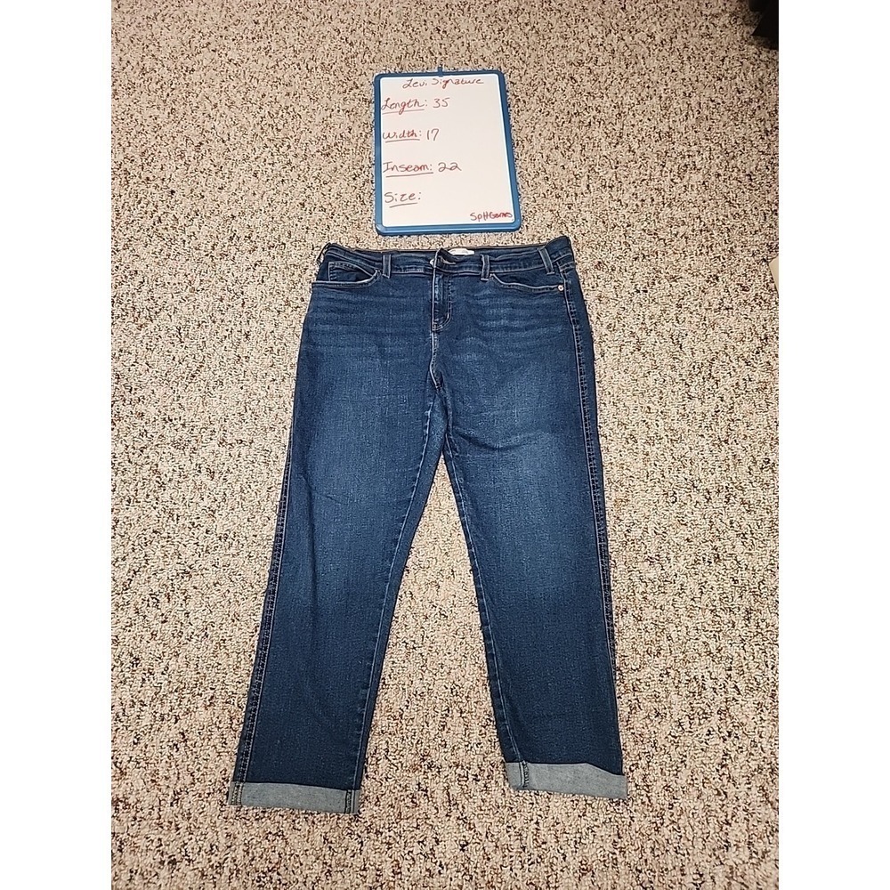 Levis Pants Womens Blue Denim Jeans Heritage Boyfriend Rolled Hem Mid